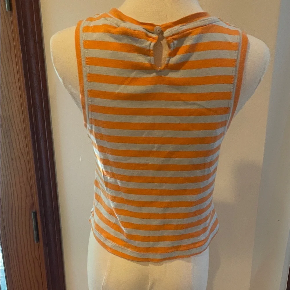 Maeve by Anthropologie Orange and White Striped Cropped Tank Top Small - Picture 5 of 7